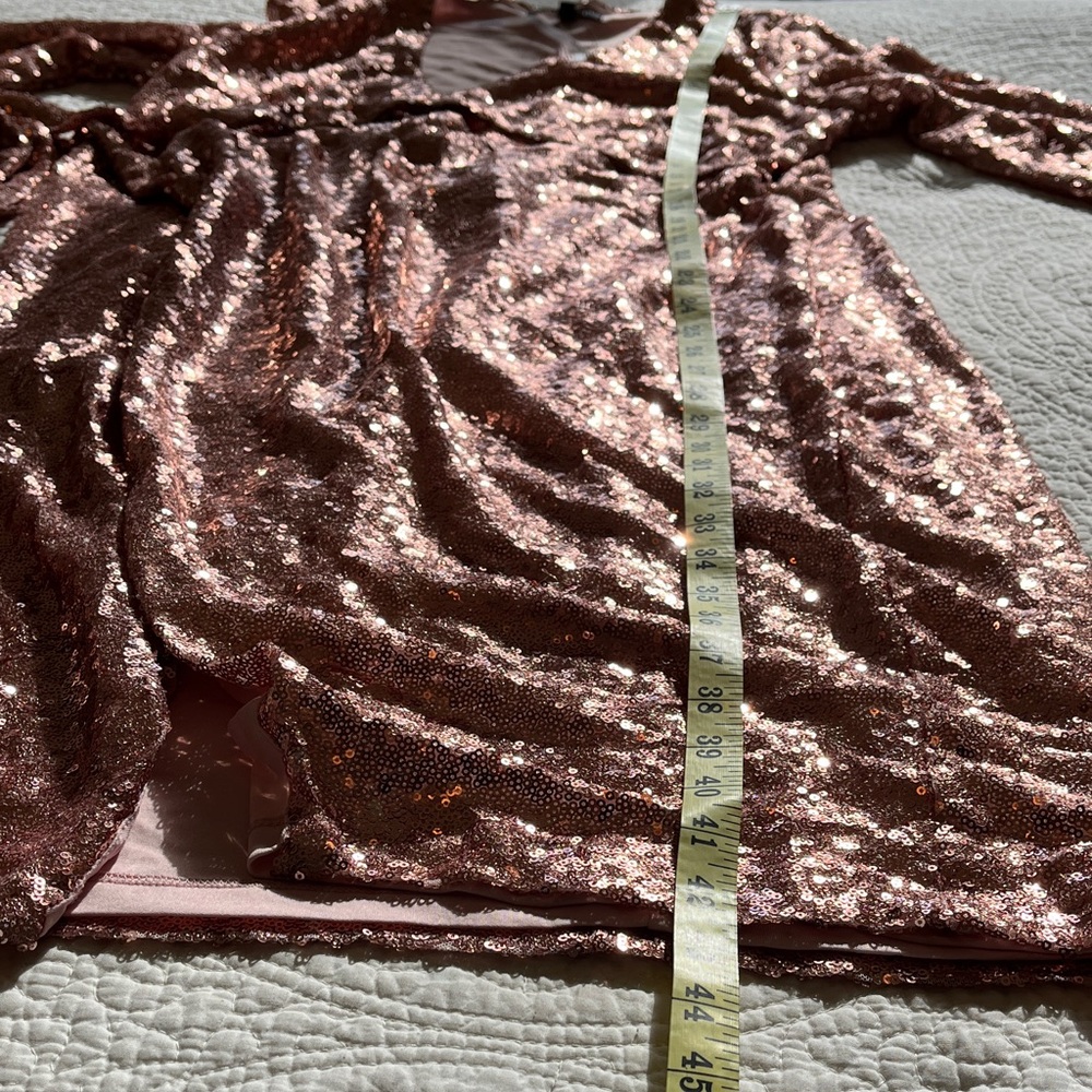 NWT Eloquii Sequin Wrap Long Sleeve Dress Lined Womens 16 Pink Wedding Party - Picture 15 of 17